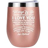 Gift For Her Wife Gifts From Husband Christmas Wedding Anniversary Birthday Valentines Or Mothers Day Romantic Gifts For Wife Wine Tumbler Coffee Mug 12oz (Rose Gold)