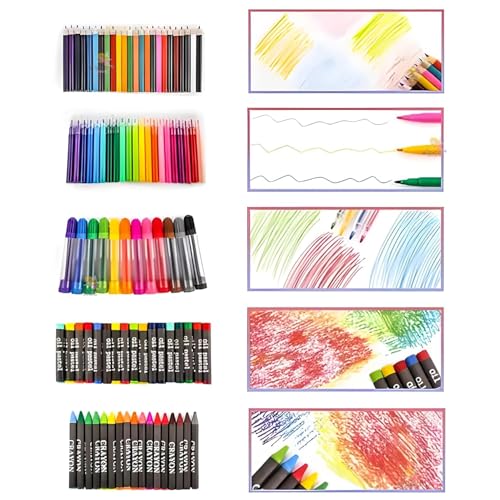 Image of FIRSTMILE 150 Pieces Art Set for Kids with Case, Art and Craft Supplies Kit for Drawing and Painting, Color Set with Markers, Water Colors, Brush, Color Pencils, Crayons (Pack of 1, Black)