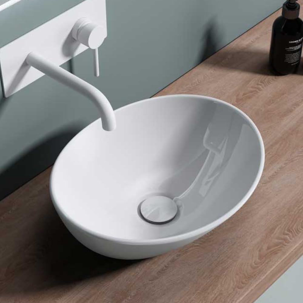 Db Durovin Bathrooms Glossy White Durovin Bathrooms Cloakroom Ceramic Basin 410 X 330 X 140Mm – En-Suite Countertop Vessel Sink – Compact Oval Wash Basin – Gloss White