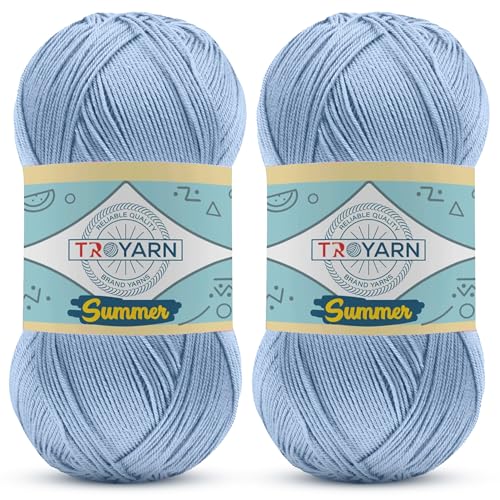Image of Yarn for Crocheting & Knitting - 2 Skeins (2x383 Yds) (105350 - Blue Freesia) Crochet Yarn - 100% Microfiber Acrylic Yarn - Knitting Yarn for Craft Projects