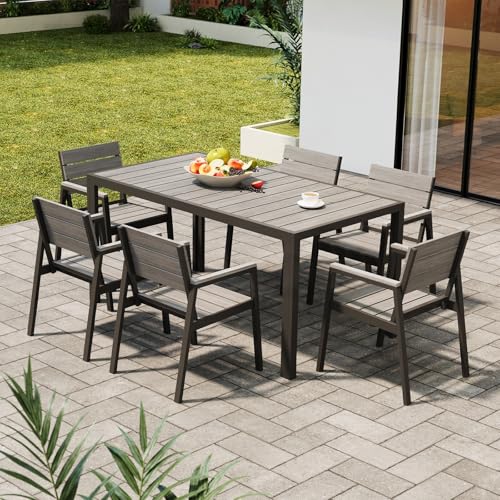 STILE VERSATILE: Lo stile di design semplice e moderno del set giardino esterno tavolo e sedie è molto adatto alla vita in giardino all'aperto in vari spazi come cortili di villa, giardini terrazzati, a bordo piscina, caffè, ecc. Le palette di colori classiche possono completare qualsiasi stile di design esterno, diventando il complemento ideale per valorizzare lo stile dello spazio