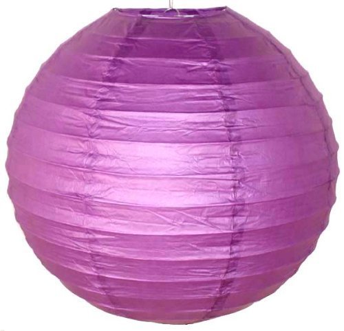 M.V. Trading LNT16ER-DPU Colorful Chinese/Japanese Round Paper Lanterns with Metal Frame, 16-Inches, Dark Purple