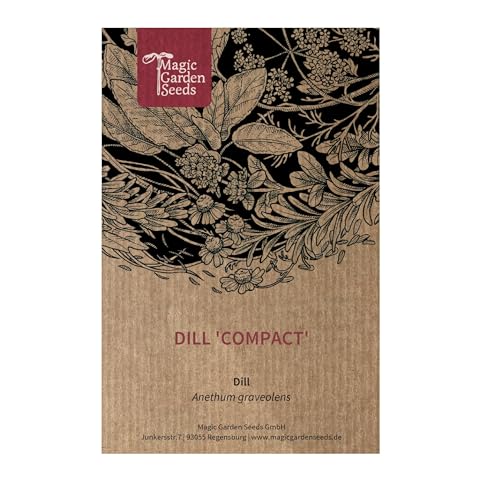 Magic Garden Seeds - Semillas de eneldo 'Compact' (Anethum graveolens) - Dill de crecimiento compacto para balcón y jardín - Hierba aromática con follaje fino - Anual