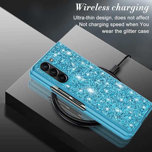 Coque Samsung Z Fold 6 paillettes bleue en TPU souple antichoc - 2