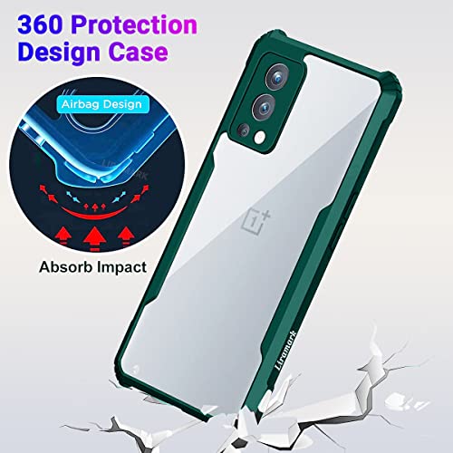Image of LIRAMARK Transparent Clear Shock Proof Back Cover Case Designed for OnePlus Nord 2 5G (Green)