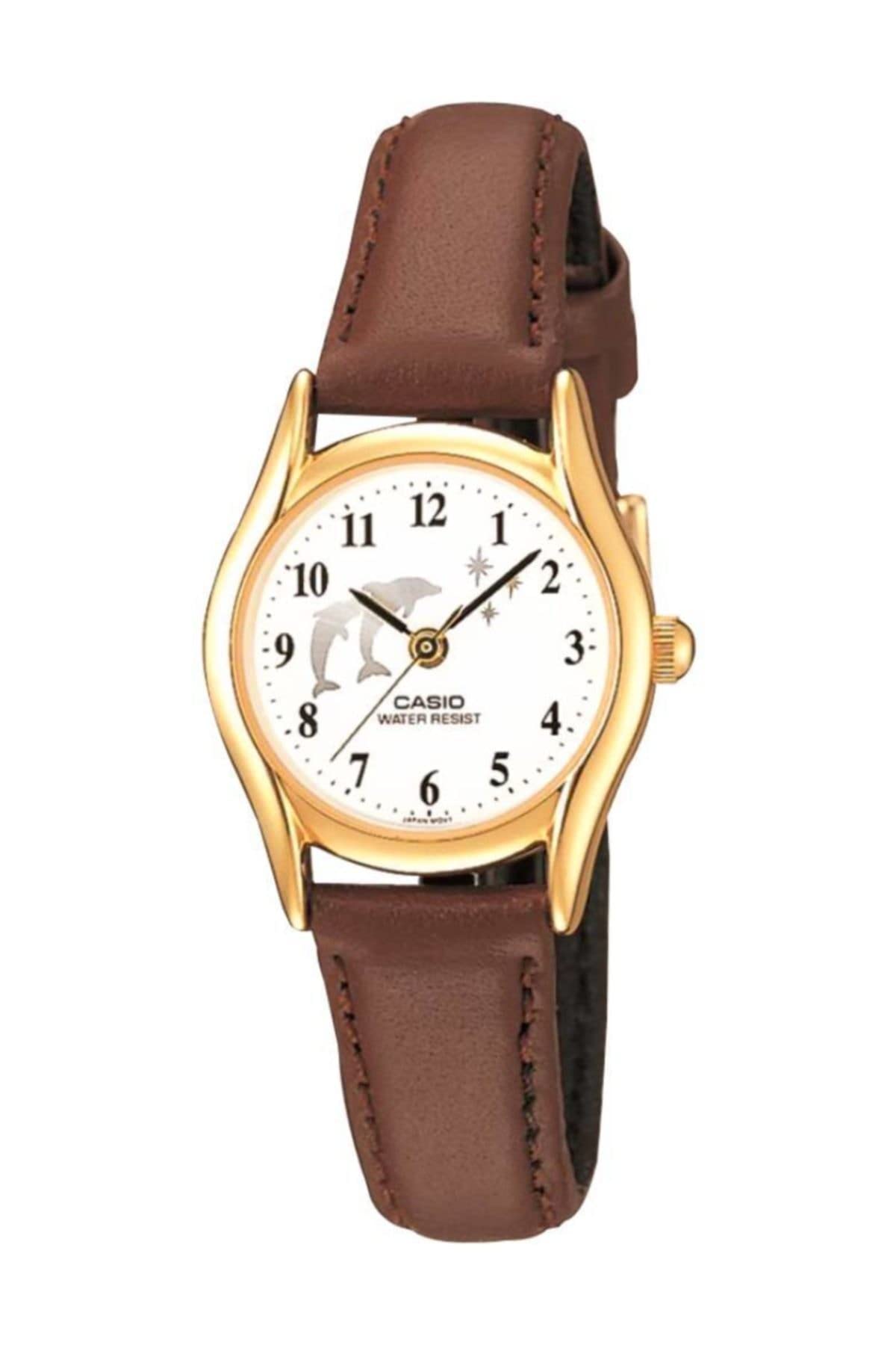 CasioWomens Quartz Watch, Analog Display and Leather Strap