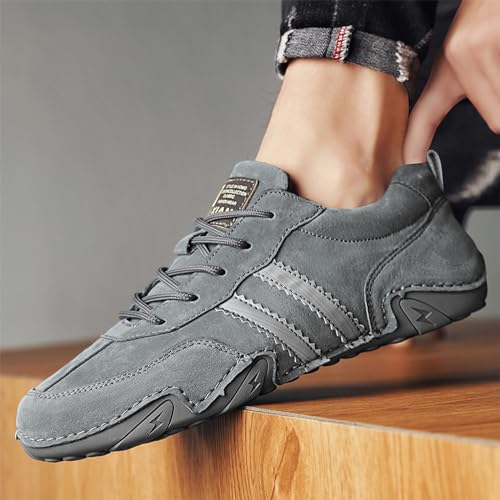 Image of Runscbk Men's Retro Handmade Suede Chukka Shoes with Arch Support,Fashion Casual Lightweight Outdoor Sneakers for Hiking Trailing Commuting