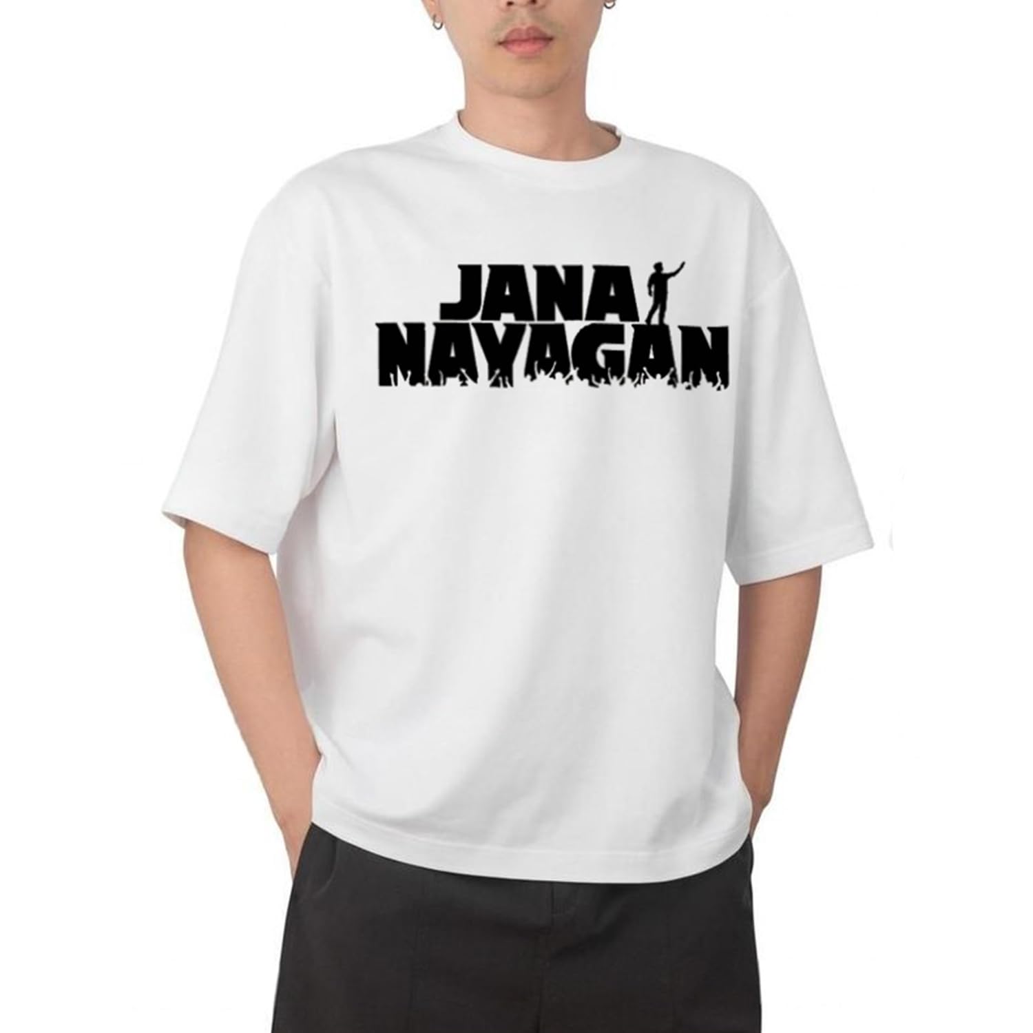 aroa Tshirt Jana Nayagan Vijay Model : 068 Men Cotton Printed Oversized/dropshoulder/Round Neck White Tshirt for Men Women Unisex-picture-31