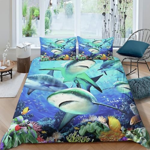 Parure de lit requin 135x200cm housse de couette microfiche 3D - 4