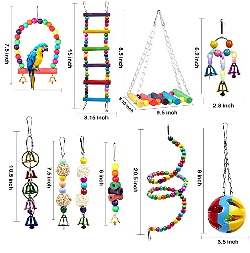 image for AQH Bird Parrot Toy, 10Pcs Bird Swing Toys Bird Chewing Toys, Colourfu
