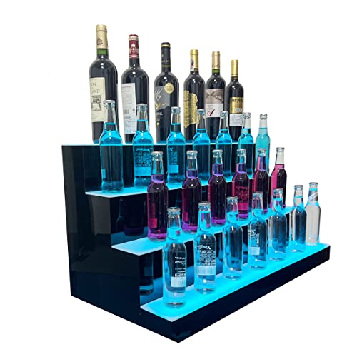 31 Inch 4 Step LED Lighted Liquor Bottle Display Illuminated Liqu...