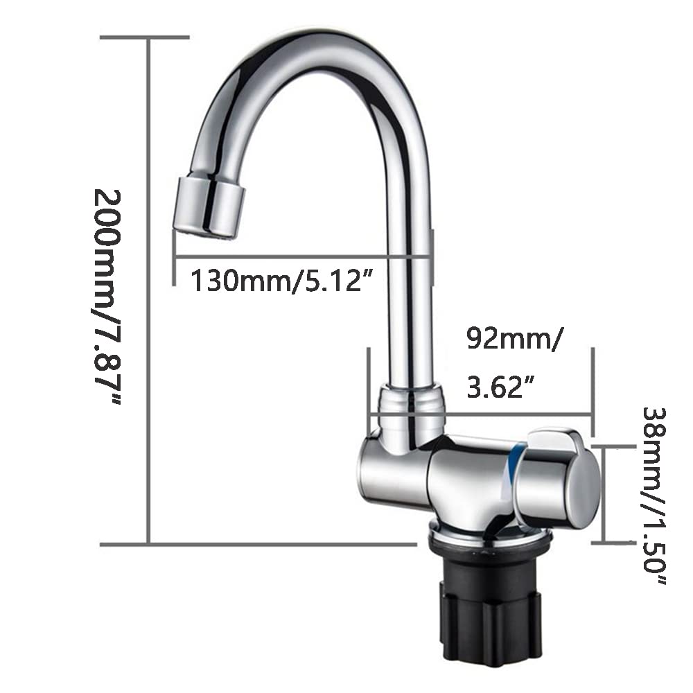 Riloer Rubinetto pieghevole in rame, rubinetto girevole a 360°, miscelatore acqua fredda e calda per camper