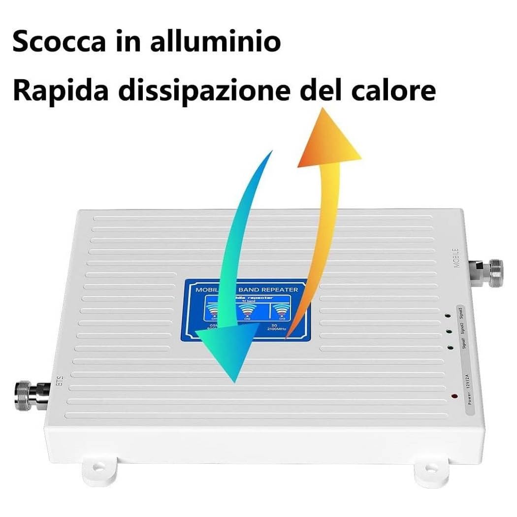 Trade Shop - Set Amplificatore Segnale Cellulare 2g 3g 4g LTE 900 1800 2100 MHz DCS Wcdma gsm