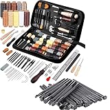 Leather Working Tools Leather Craft Kit and 20 PCS Leather Stamping Tools, Upholstery Repair Kit wit