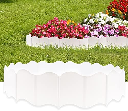 EEOCWF Garden Edging Border, Garden Landscape Edging Borders, 20pcs Plastic Garden Fence Edging, Interlocking Landscaping Edging, Flexible Lawn Edging Flower Bed Border, for Outdoor Patio Pathway