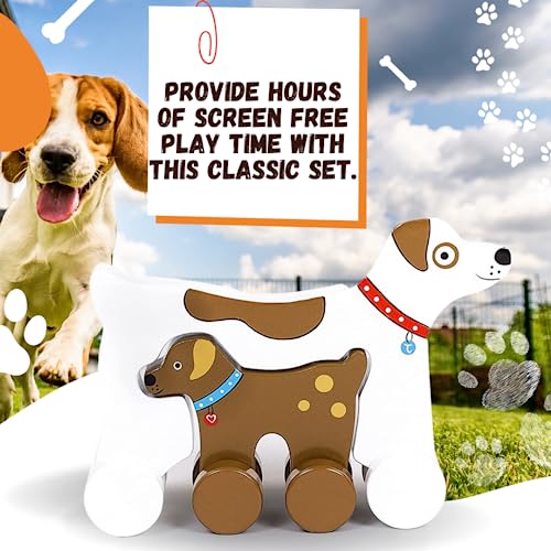 Image of Jack Rabbit Creations Inc Big & Little Wooden Push Toy Dog