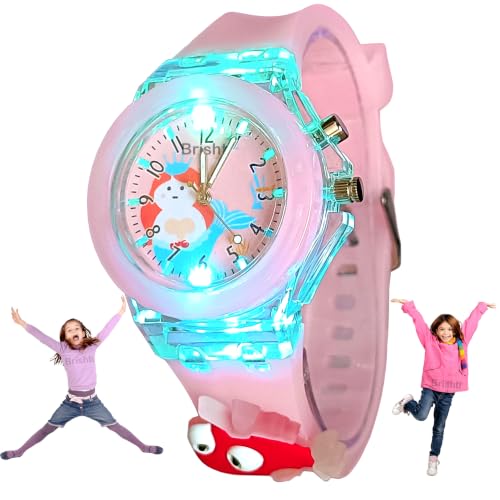 Image of Brishti 3D Cartoon Character Multicolored Glowing Digital Light and Girl's Analogue Wrist Watch | Unique 3D Cute Cartoon Character on Strap | Soft Silicone Strap | Suitable for Age 3-12 Year Kids