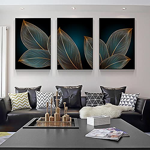 Peinture décoration contemporaine de salon pour habiller un grand mur vide x3