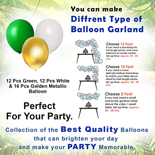 Image of Party Propz Green Balloons For Birthday Decoration - 47 Pcs Jungle Theme Birthday Decoration Kit | With Artificial Leaves | Green Birthday Decoration Items | Dinosaur Themed Birthday Decorations