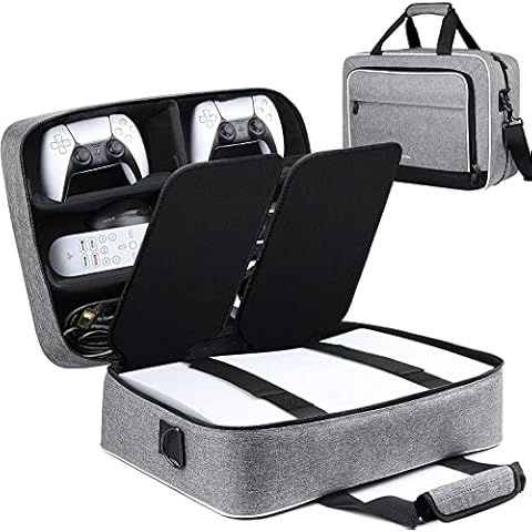 ZtotopCases für PS5 Tasche Kompatibel mit Playstation 5-Konsole und PS5 Disk/Digital Edition, Handtasche für Playstation-Controller, PS5-Spiele, Gaming-Headset, Konsolenbasis und Zubehör - Grau Cover