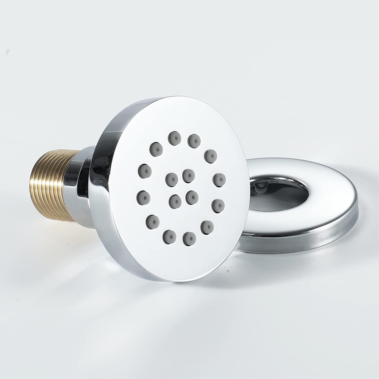Jets Latéraux Chromés en Laiton Réglables - Pulvérisation Ronde Murale pour Massage Douche - Accessoires de Salle de Bain, 50x50mm, 6 Pack