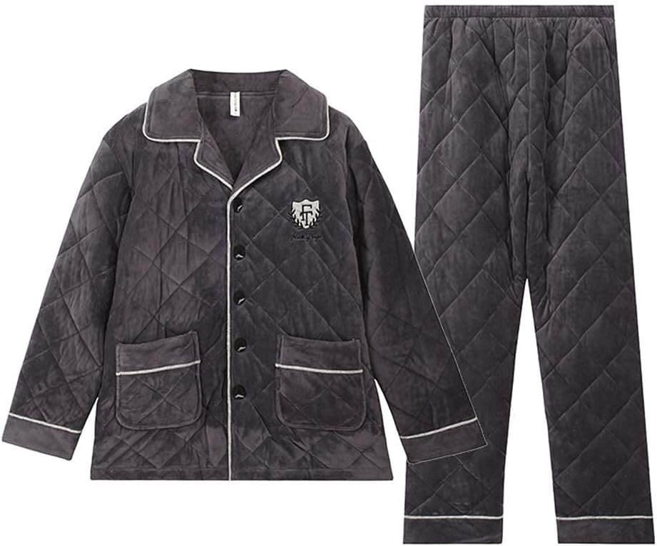 メンズパジャマ冬3層シックニングプラスフリースウォームスーツ秋冬コーラルフリースジャケットメンズ