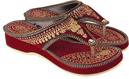 WINSOME COLLECTION Presents Ethnic/Party/Wedding Wedges Sandal for Women and Girls (Red, numeric_5) (B096H4Z669) Amazon Price History, Amazon Price Tracker