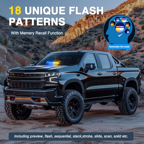 Image of Nilight 12LED Traffic Advisor Strobe Light Bar Amber Blue Hazard Safety | Emergency Warning Dash Front /Rear Windshield Flashing Lights for Cars Trucks Police Firefighter Plow Construction Vehicles
