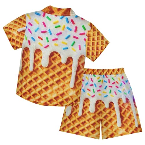 Image of Boccsty Ice Cream Drip Boy Summer Shorts Sets Hawaiian Toddler Boys T-Shirt & Pants 2 Pcs 3T-10T