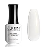 Milky White Gel Nail Polish with Glitter Gold Shimmer Pigment Jelly Cream White Nude Gel Polish Neutral Color 15ml Sparkle Natural Color Soak off UV LED Cured for Home Salon DIY Nail Art