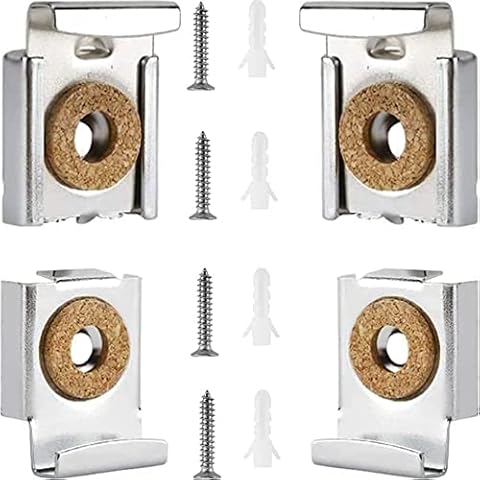 4pcs Spring Loaded Mirror Hanger Clips Set Unframed Mirror Mount Clips with Rawl Plugs and Screws Cover