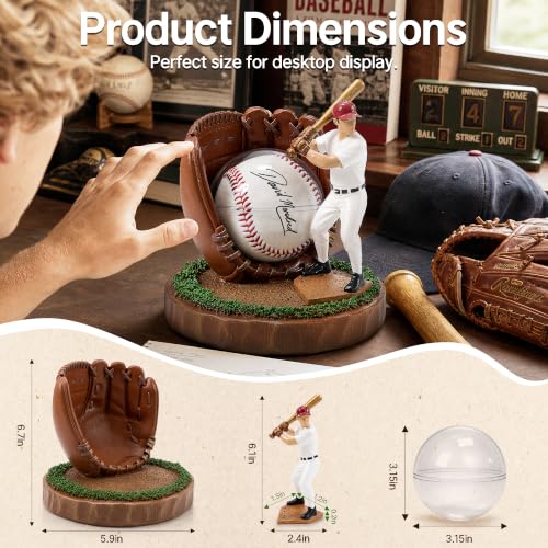 Image of Baseball Display Case Set with Swinging Player and Baseball Case