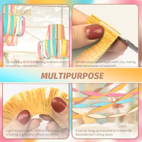 Image of AOBKIAT Birthday Crepe Paper Streamers Party Decorations,5 Rolls Pastel Colorful Streamers for Candyland Theme Baby Shower Wedding Easter Christmas Decorations,1.8 Inch x 82 Ft /Roll