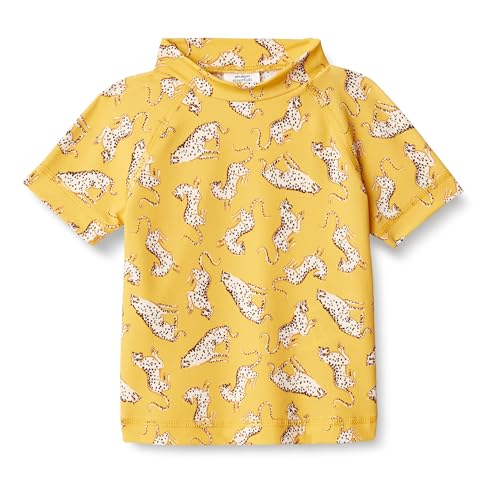 Image of Amazon Essentials Girls and Toddlers' Short Sleeve Slim Fit High-Neck Rashguard T-Shirt