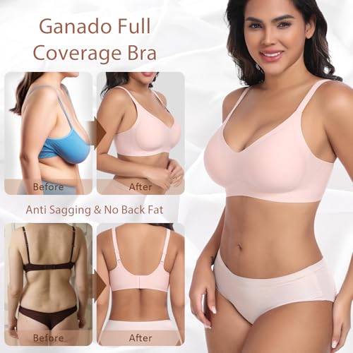 Image of Ganado Seamless Wireless Bras for Women No Underwire Bras Supportive Bralette Padded Comfort T Shirt Bra