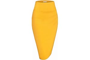 Women Premium High Waist Nylon Ponte Stretch Pencil Skirt