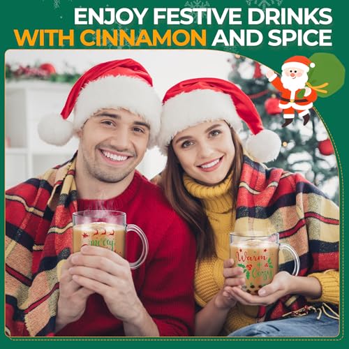 Set de 4 tazas de vidrio navideñas Suclain 12 oz miniatura 5