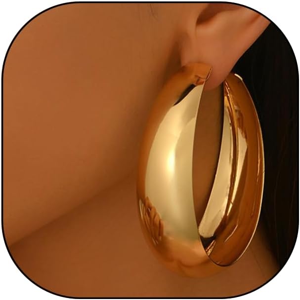 Chunky Gold Hoop Earrings Big Large Thick Hoops Earrings Statement Hoop Dangle Earring for Women Trendy Jewelry Gift