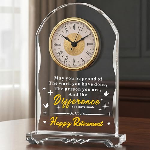 Ghtixsu 2026 Retirement Gifts for Women Men Crystal Clock Going Away Gifts for Coworker Best Congratulations Retired Gifts Boss Leaving Present for Teacher Friend