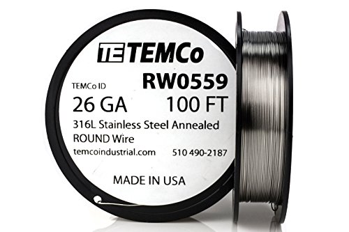 TEMCo Stainless Steel Wire SS 316L - 26 Gauge 100 FT Non-Resistance AWG ga