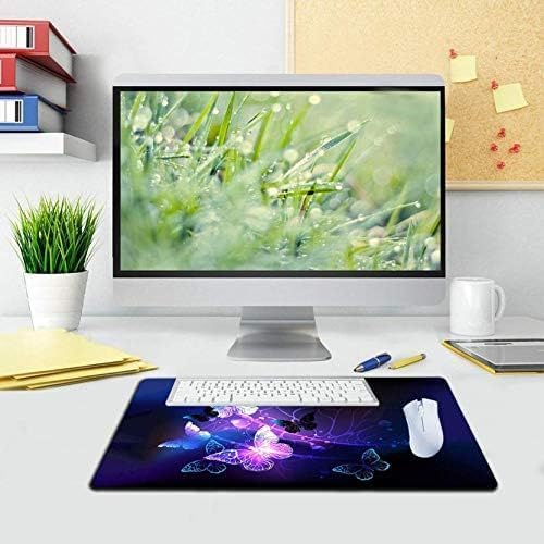 Image of Glowing Night Butterflies Gaming Mouse Pad | Large Extended Waterproof Mouse mat Stitched Edge Mouse Pad for Gamers Non-Slip Base Rubber for Work Game Office Home (70x30cm)