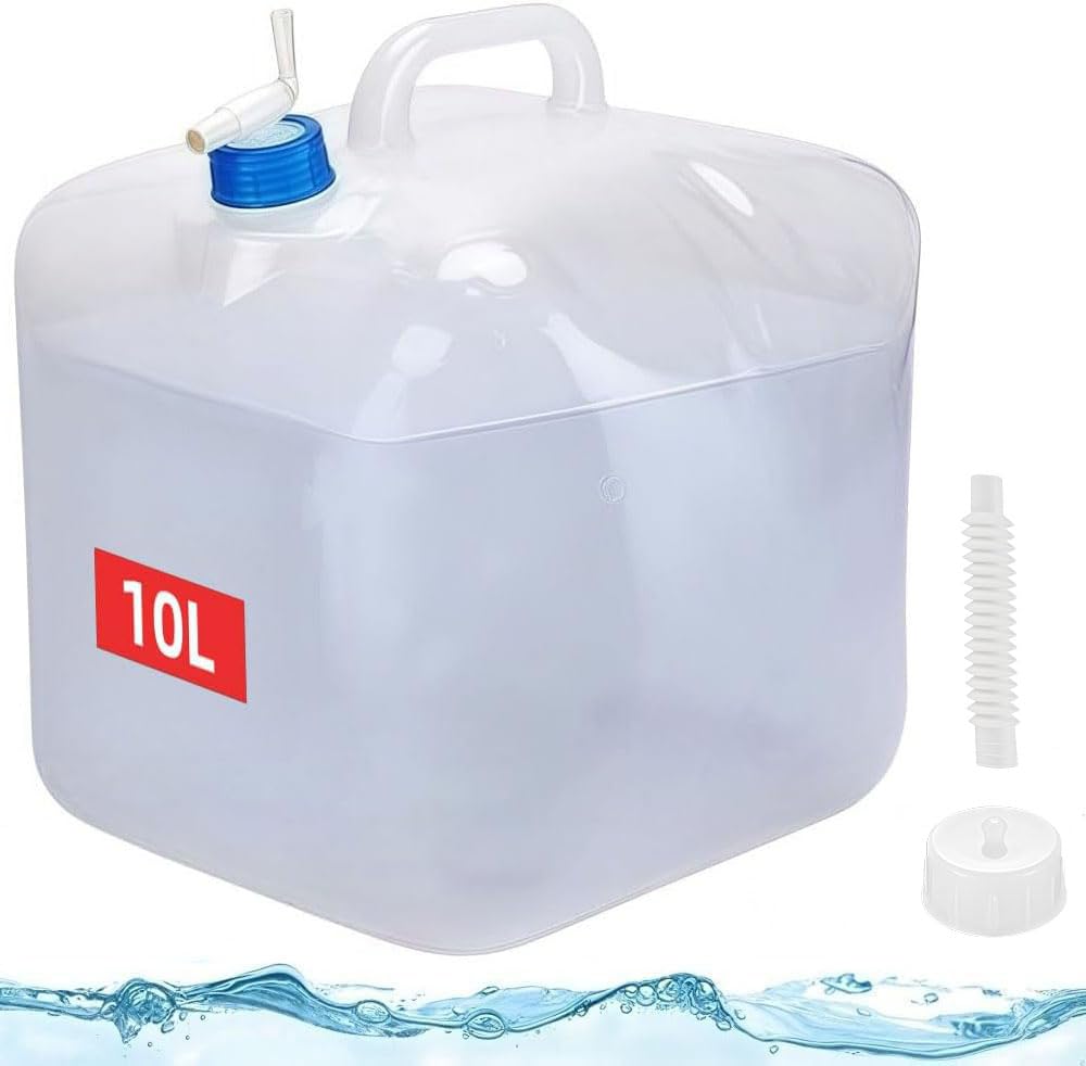 ZUMVIVIN Collapsible Camping Water Container 10L with Tap | An Extra Sealing Cover and 12cm Outlet Pipe | for Camping Picnic Car Journey | Emergency Water Storage