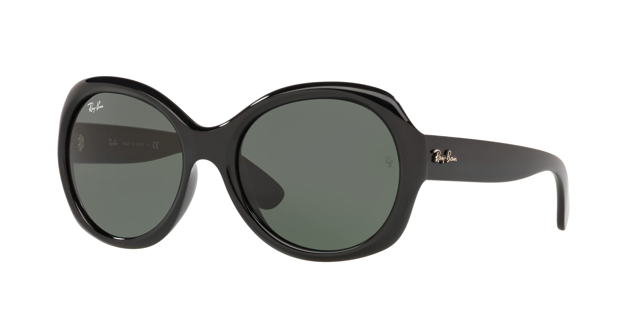 Woman Sunglasses Black Frame, Green Classic G-15 Lenses, 57MM