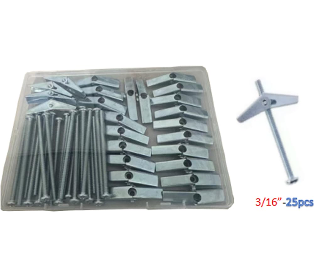 SKYWKX Toggle Bolts Anchors and Screws kit - 25 Sets 3/16