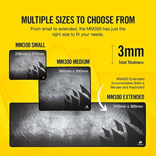 Image of Corsair MM300 - Anti-Fray Cloth Gaming Mouse Pad - High-Performance Mouse Pad Optimized for Gaming Sensors - Designed for Maximum Control - Medium