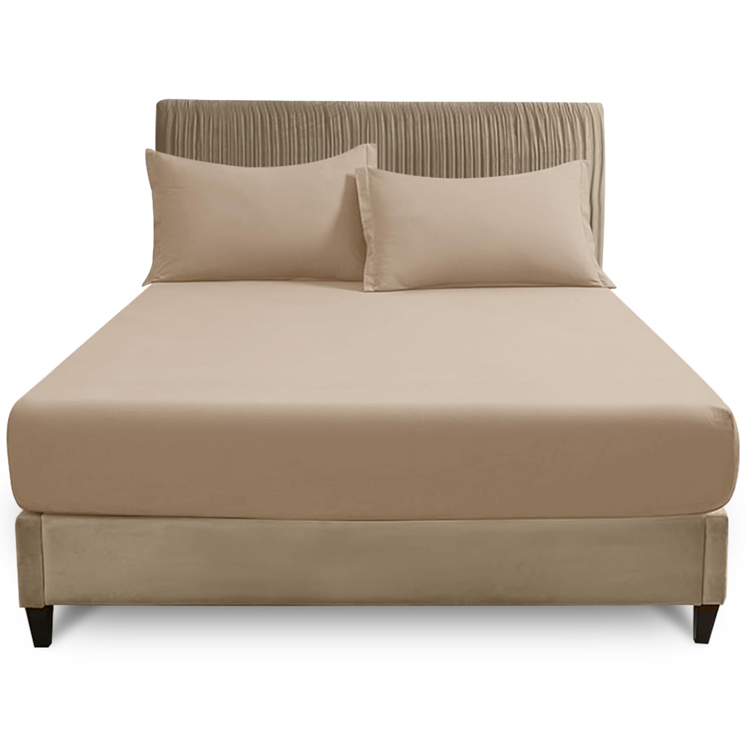 GC GAVENO CAVAILIA Single Fitted Sheet 25cm Deep | Natural Polycotton Bed Sheet | Soft & Breathable Easy Care Bedding with Elastic Corners | Single Mattress Bottom Sheet - (90 x 190 cm)