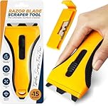 Linda's Essentials Glass Scraper Tool With 15 Extra Blades - Oven Tool Non Scratch, Razor Blade For Windows, Paint, Ceramic Hob Scraper for Cleaning, Kitchen Cleaner