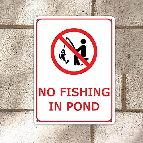 Panneau aluminium No Fishing in Pond protection UV pour mur et parking
