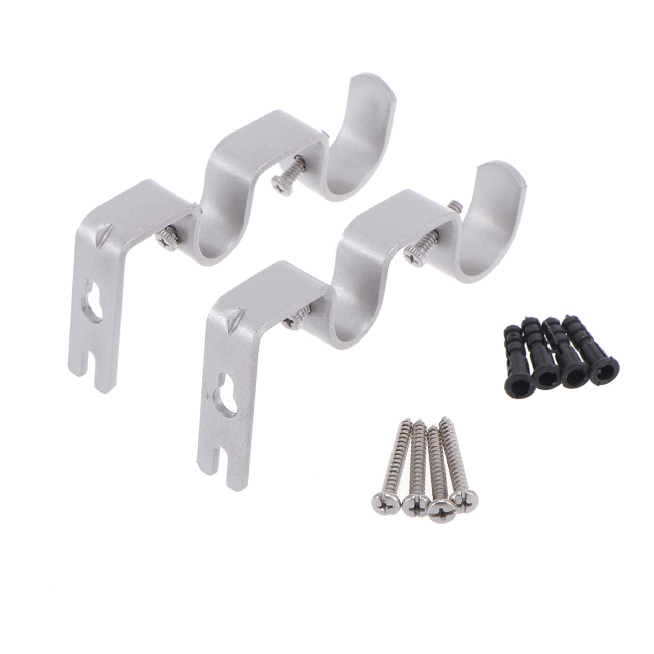 Ciieeo 2pcs Silver Curtain Rod Bracket Drapery Holder for Easy Installation and Vintage Decor for Window Drapes and Home Decoration Needs