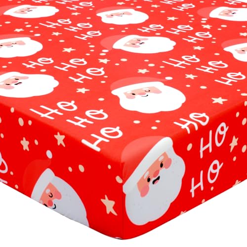 Image of UOMNY Santa Claus Crib Sheet Christmas Fitted Crib Sheets Baby Sheet for Standard Crib and Toddler Mattresses Nursery Bedding Sheet Crib Mattress Sheets for Boys and Girls 1 Pack Space Toddler